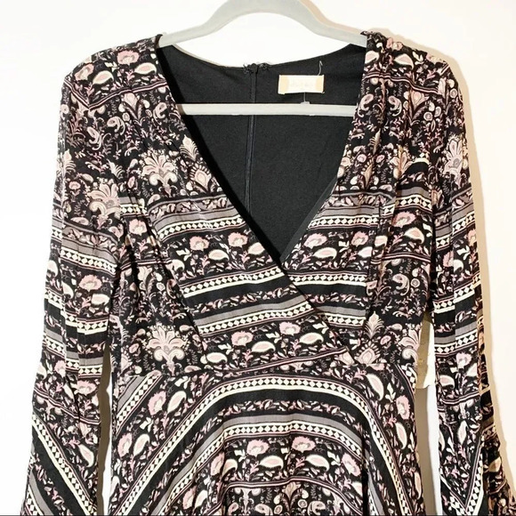 Altar’d State Long Sleeve Black Cream Pink Floral Swing Dress New Size Medium M - Picture 4 of 9